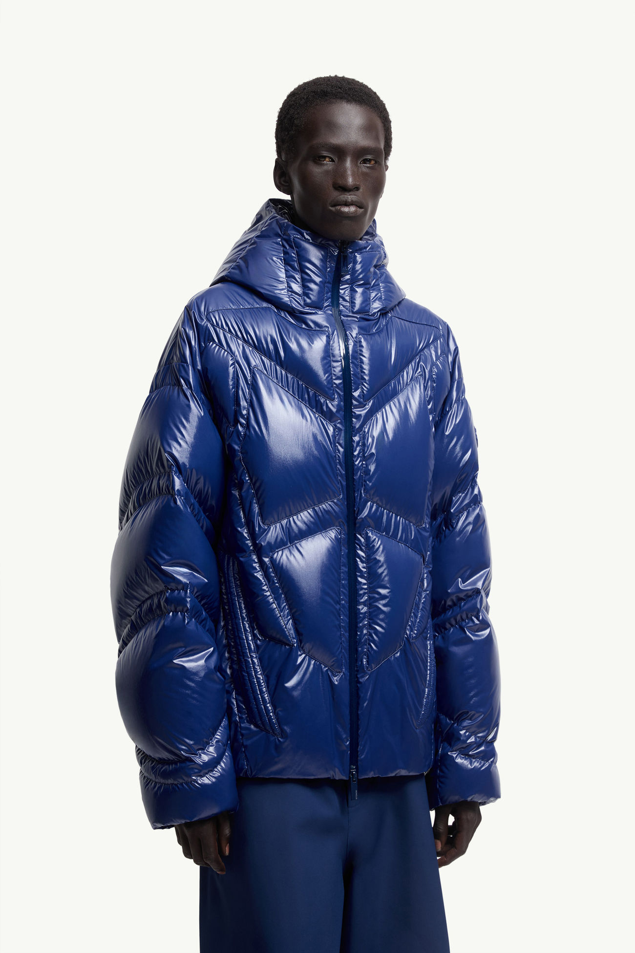 Moncler x A$AP Rocky Bahianinha 후드 쇼트 다운 재킷 남성 브라이트 블루 Moncler 3