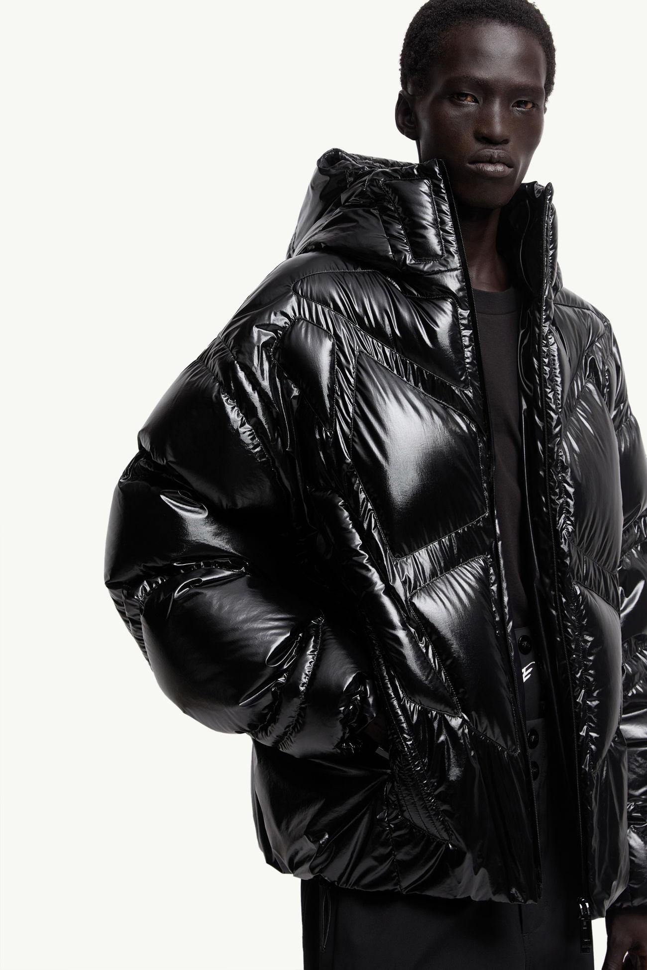 ブラック Moncler x A$AP Rocky Bahianinha ショートダウンジャケット 