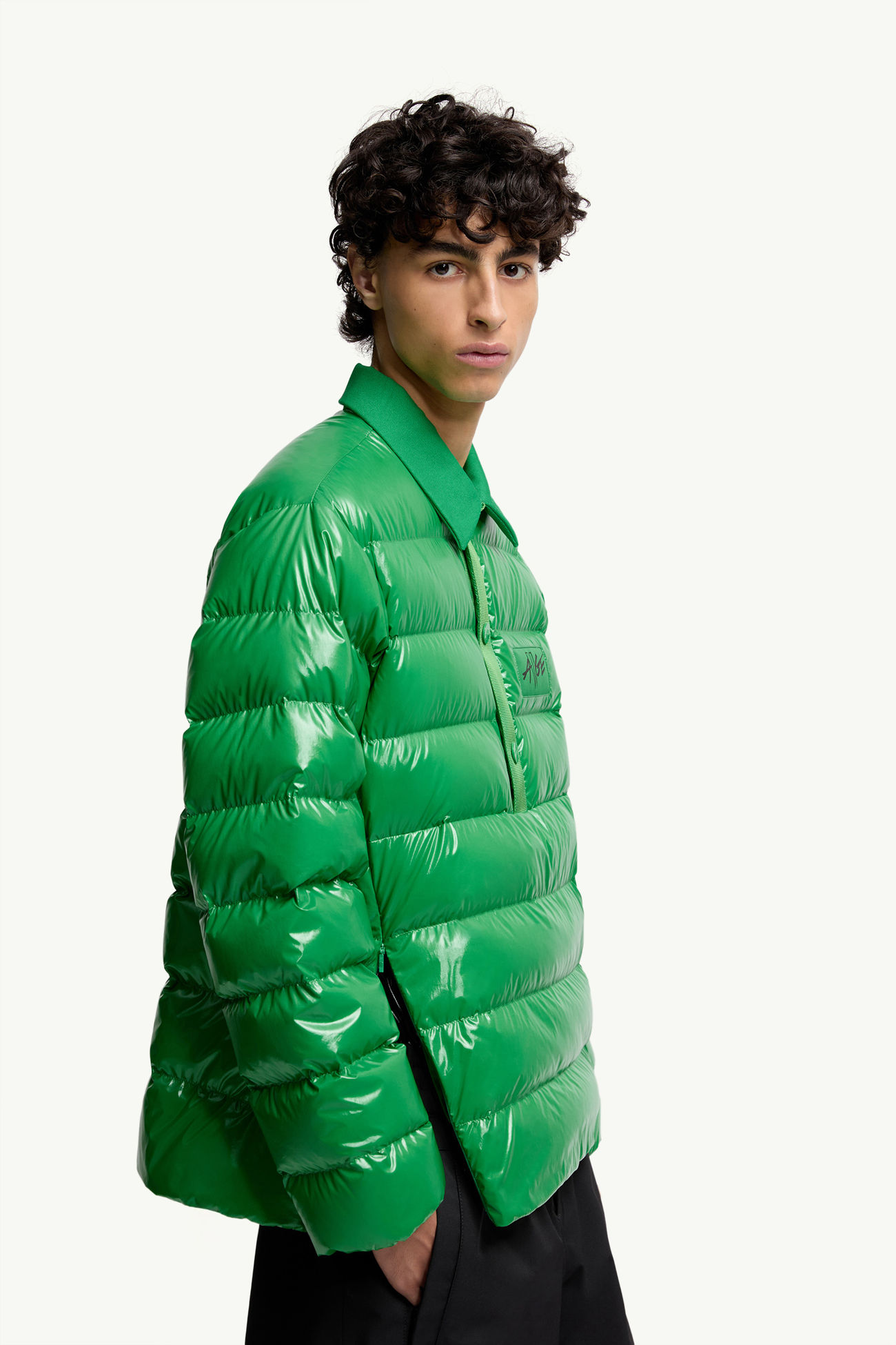 Moncler x A$AP Rocky Vardar 다운 폴로 셔츠 재킷 남성 브라이트 그린 Moncler 5