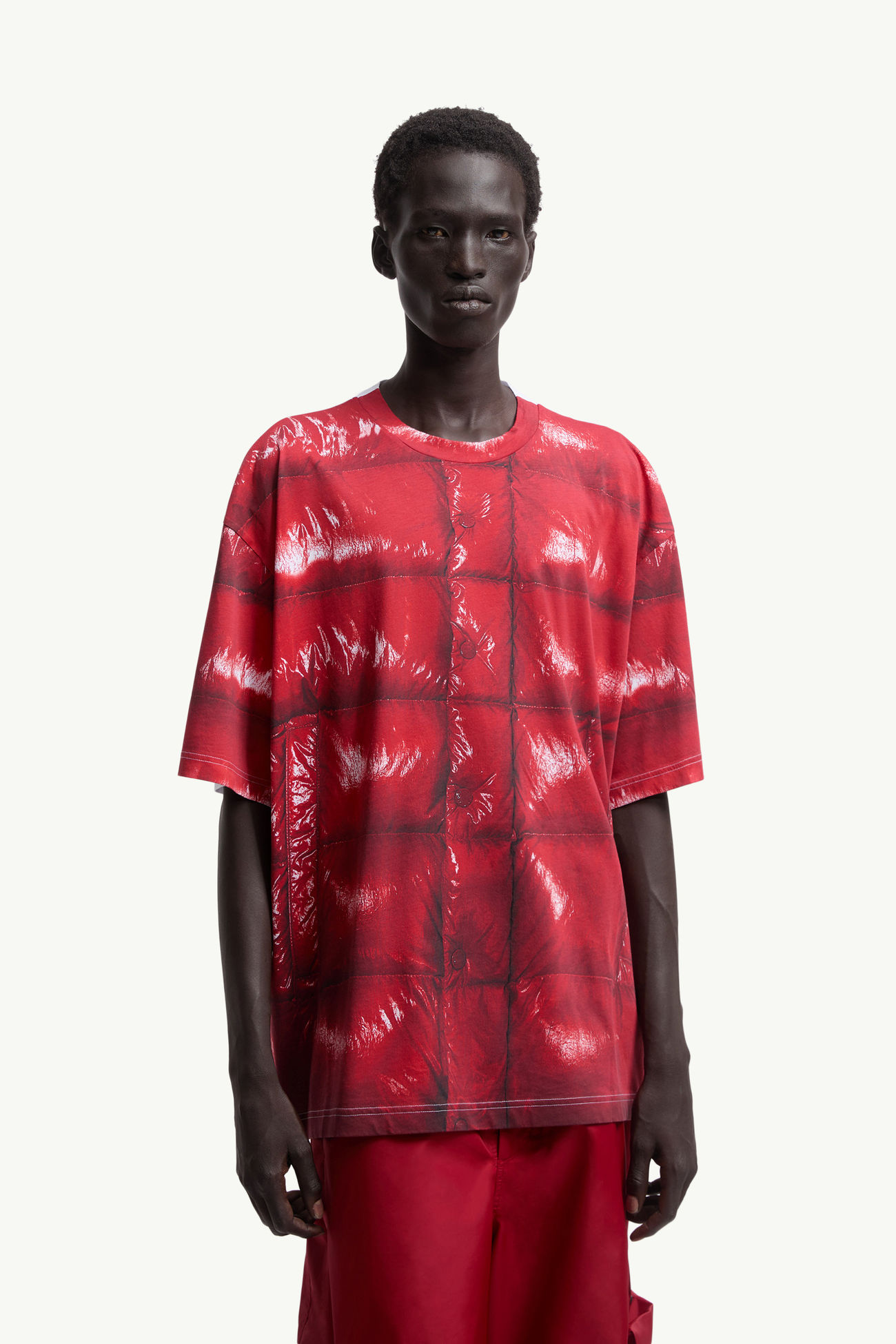 Moncler x A$AP Rocky 코튼 티셔츠 남성 레드 Moncler 3