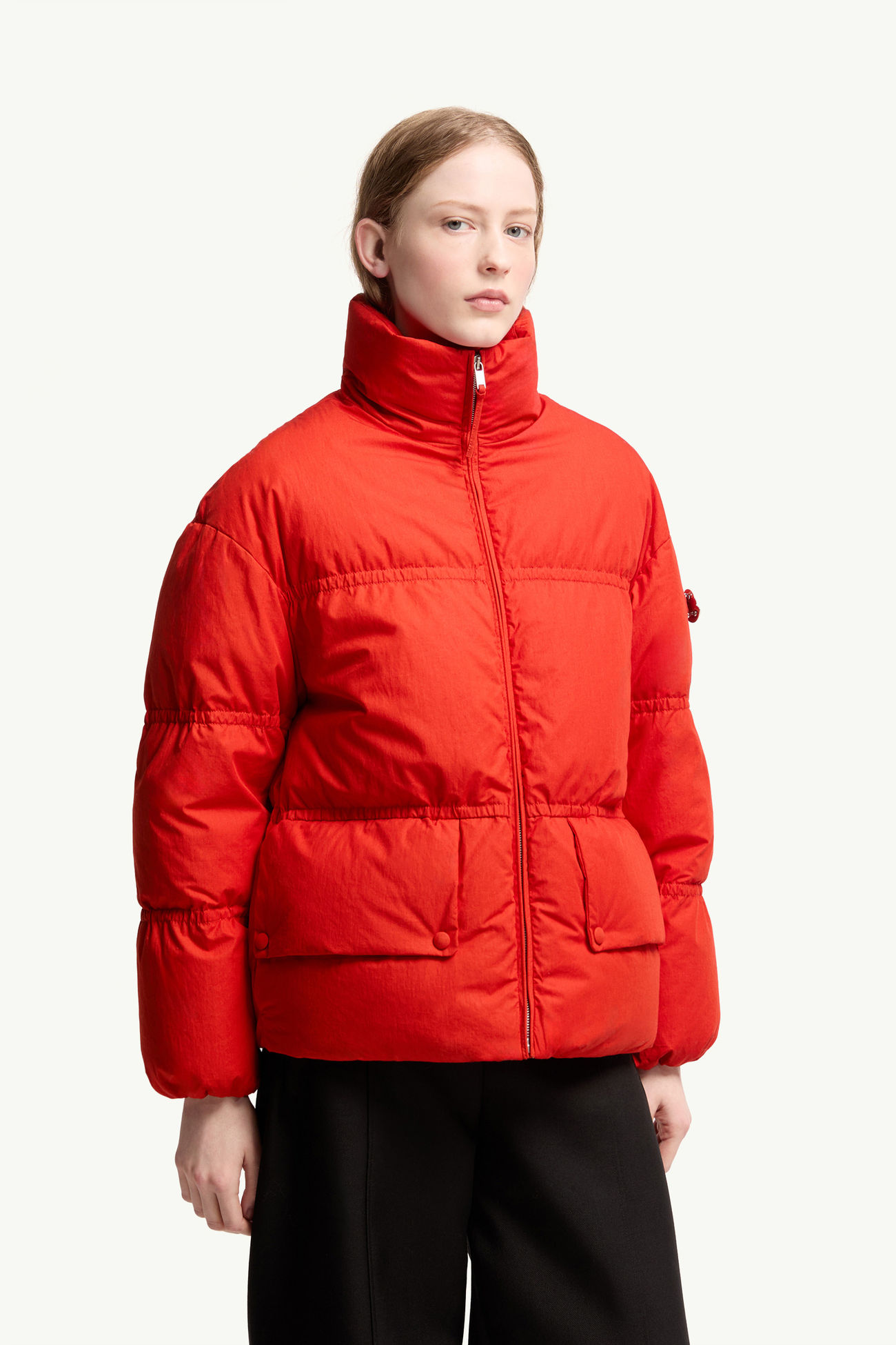 Moncler + JIL SANDER Mimimycin Short Down Jacket Women Orange Red Moncler 3