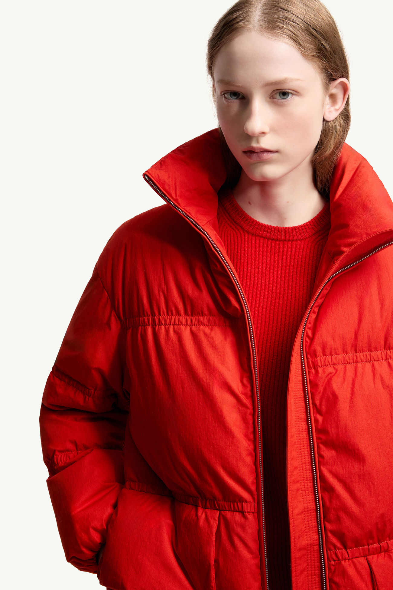 オレンジレッド Moncler + JIL SANDER Mimimycin ショートダウン 