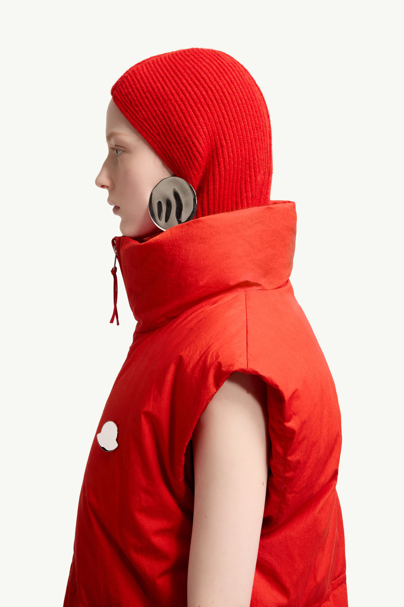 Moncler + JIL SANDER Chlorine 다운 베스트 여성 오렌지 레드 Moncler 1