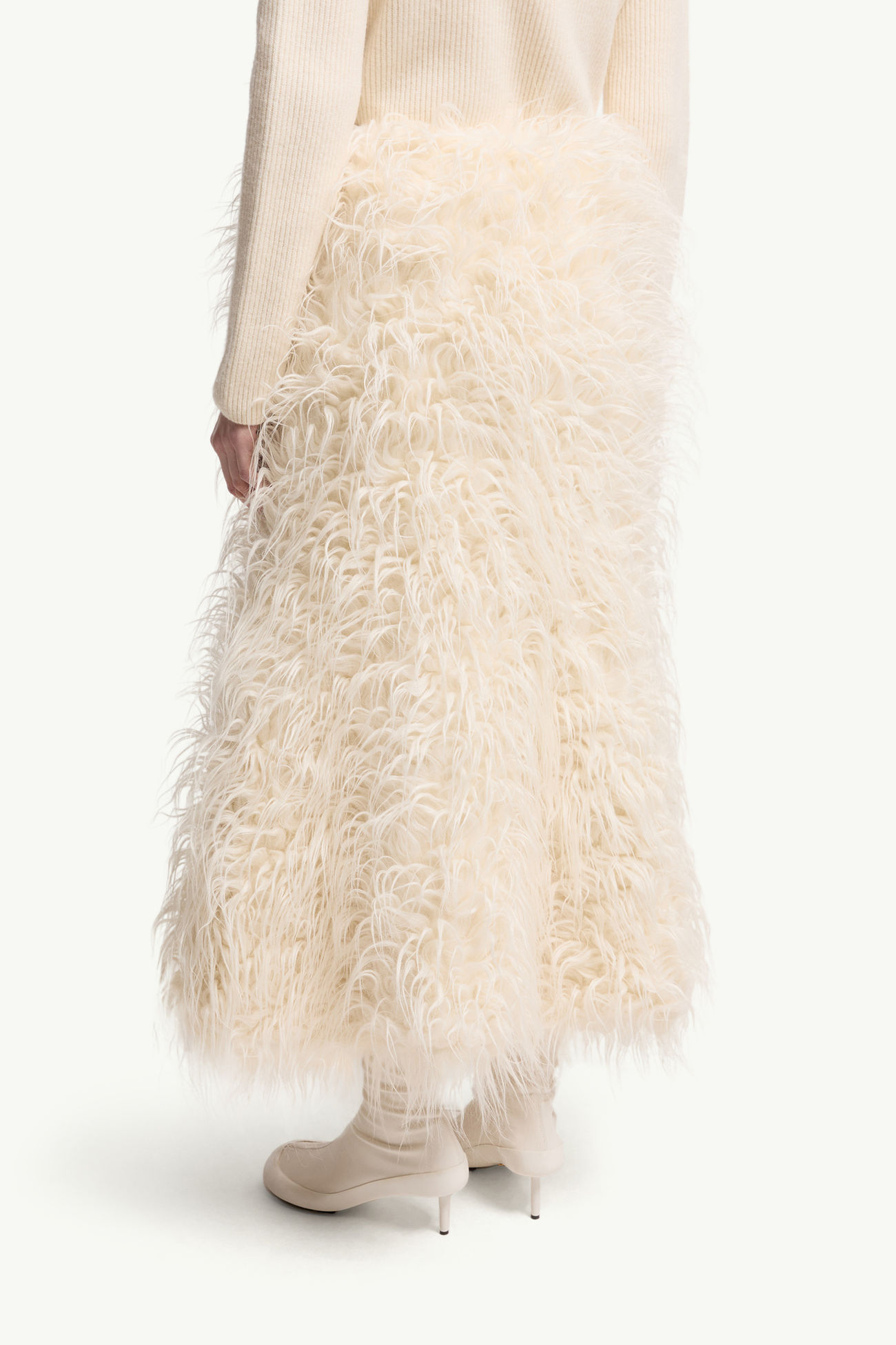 Falda midi texturizada de mezcla de lana Moncler + JIL SANDER Mujer Blanco Marfil Moncler 4