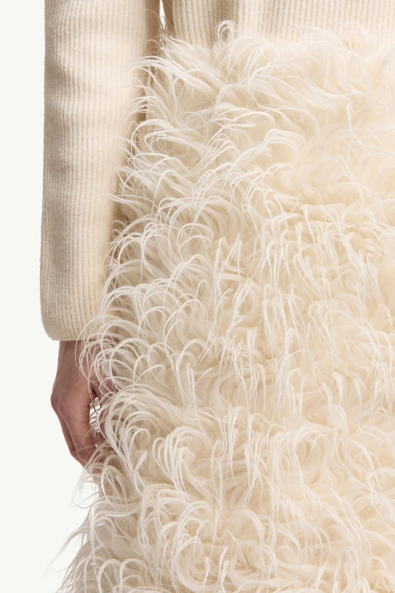 Moncler + JIL SANDER女士纹理羊毛混纺中长半身裙 女士 象牙白 Moncler 5