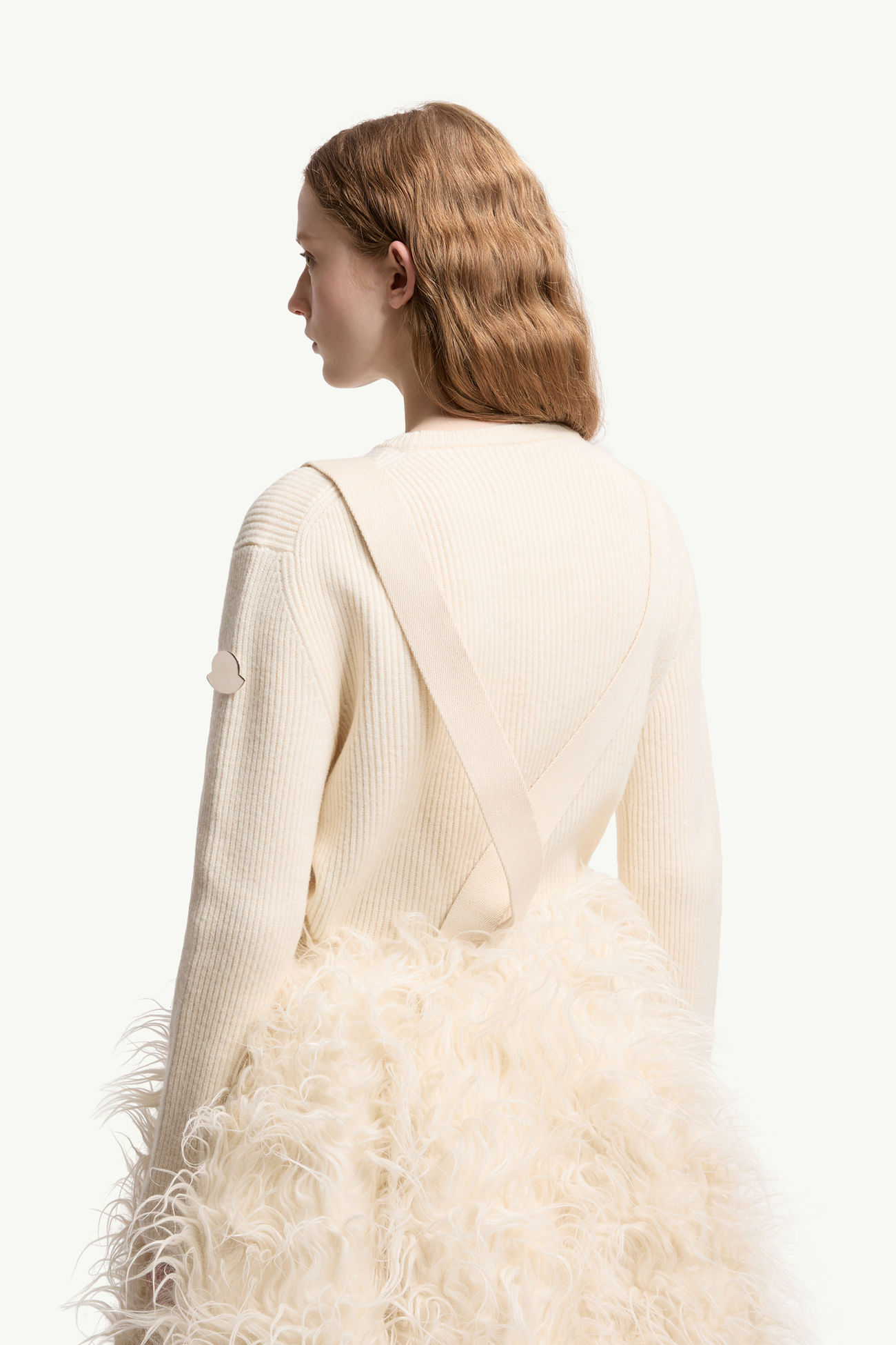 Falda larga texturizada de mezcla de lana Moncler + JIL SANDER Mujer Blanco Marfil Moncler 1