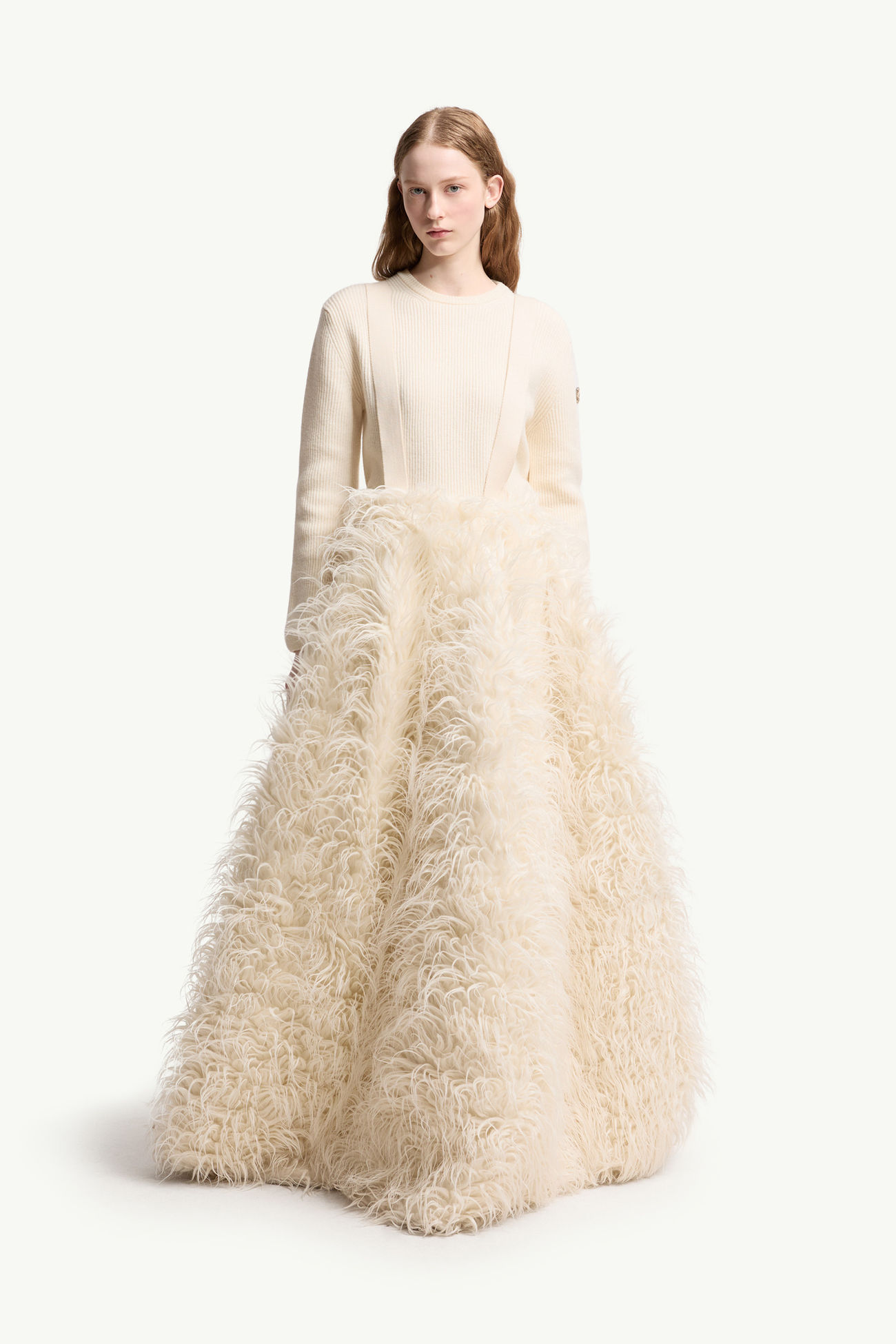 Gonna lunga in misto lana testurizzato Moncler + JIL SANDER Donna Bianco Avorio Moncler 3