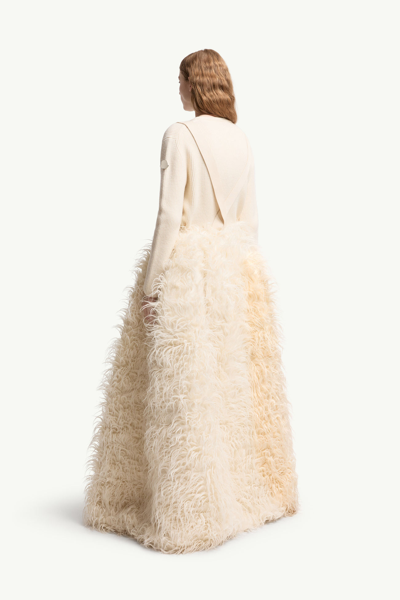 Jupe longue en laine mélangée texturée Moncler + JIL SANDER Femmes Blanc Ivoire Moncler 4