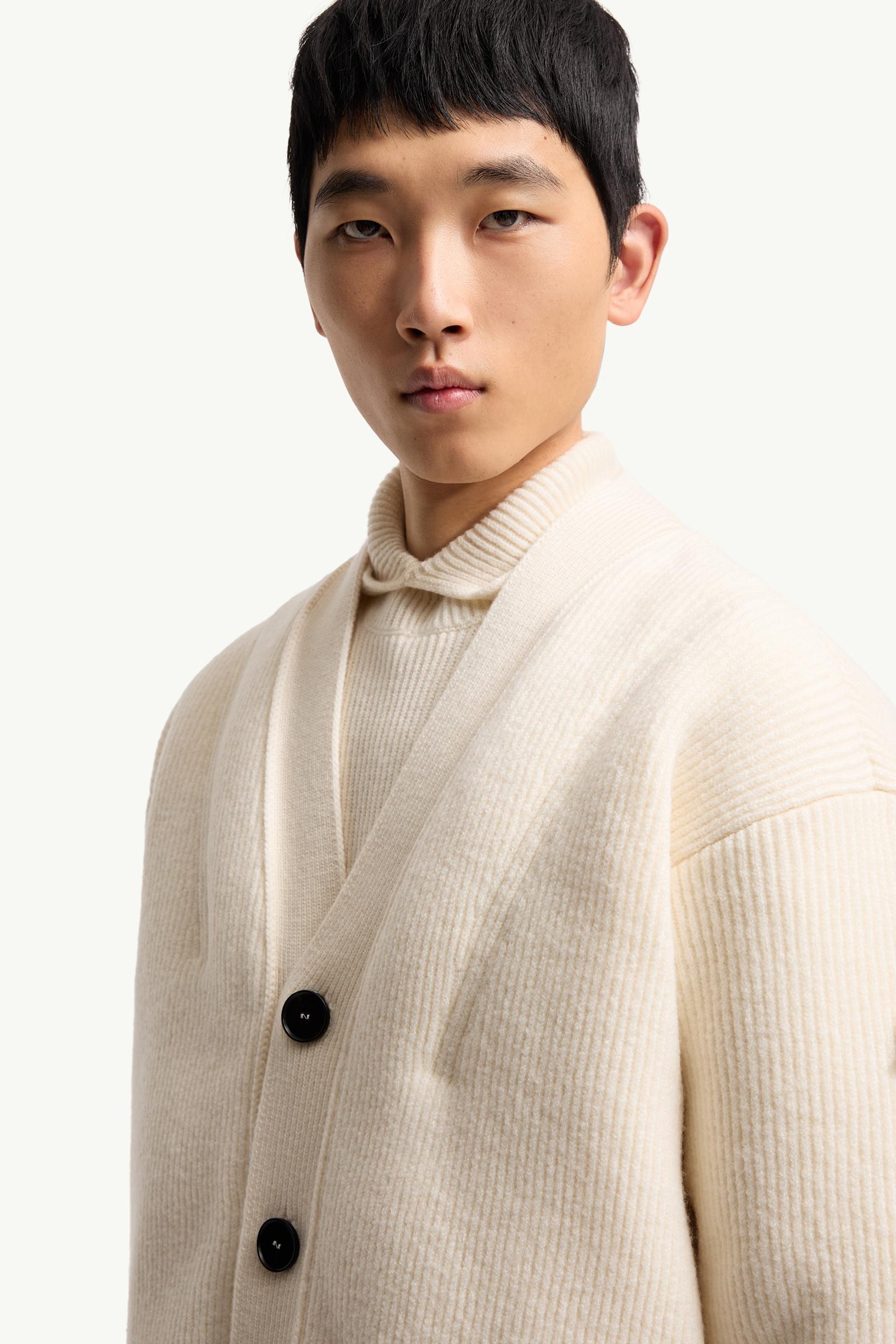 White Moncler + JIL SANDER Padded Wool Cardigan - Sweaters