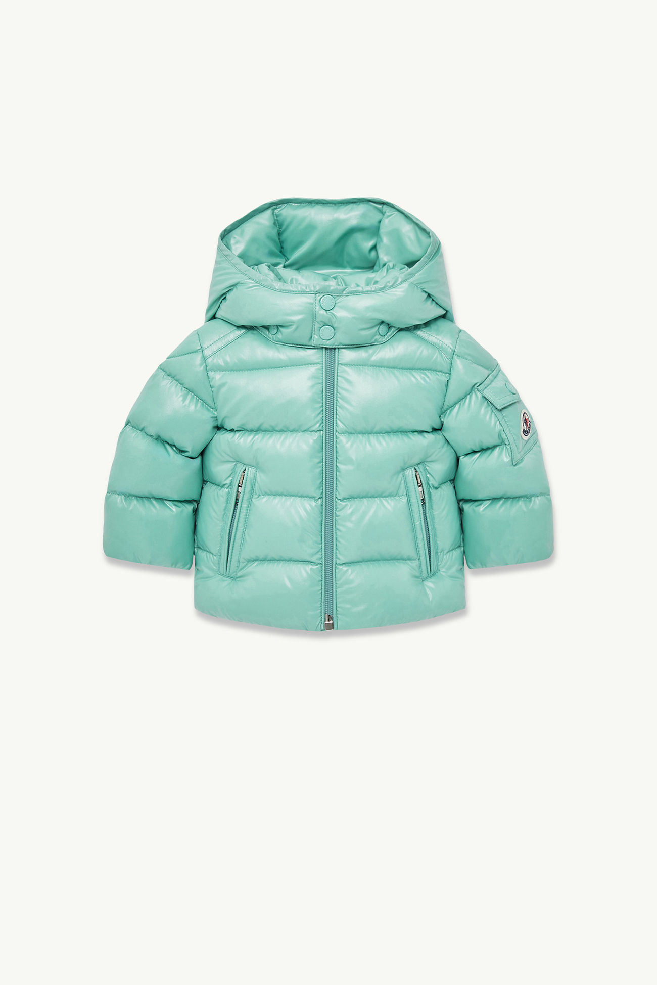 Moncler Maya Baby Daunenjacke mit Kapuze Jungen Wassergrün Moncler 0