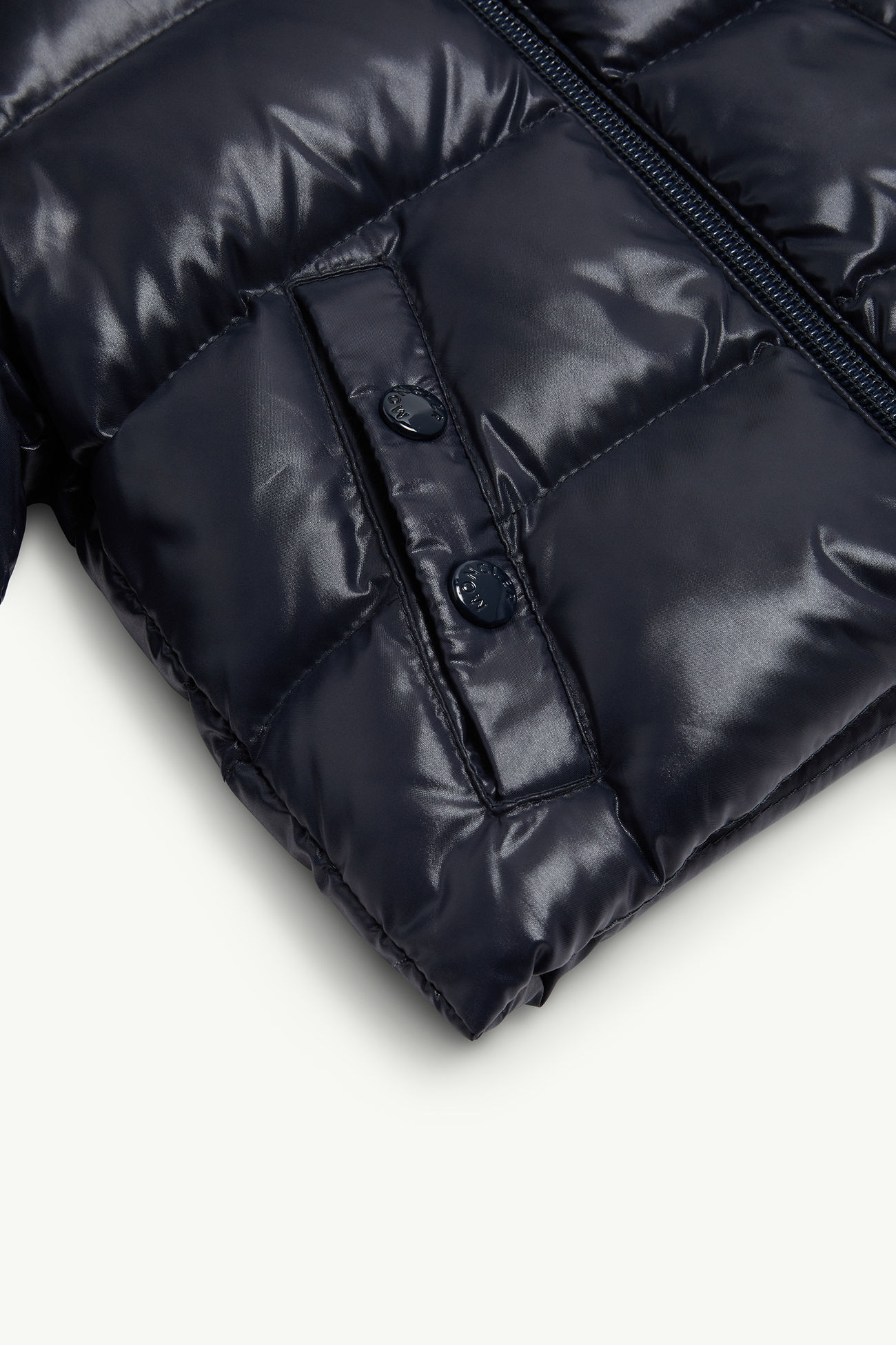 K2 Daunenjacke mit Kapuze und Kunstfellbesatz Genderneutral Navyblau Moncler 4