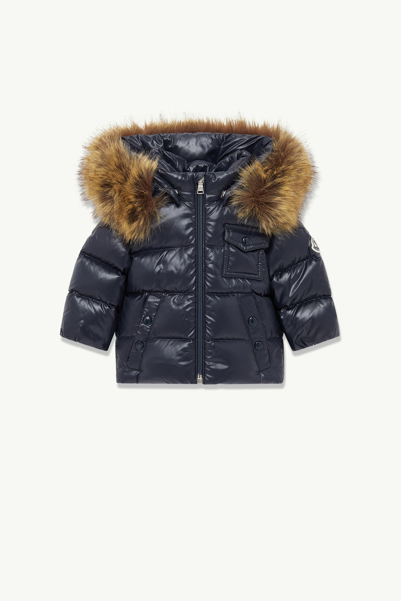 K2 Hooded Faux Fur-Trimmed Down Jacket Gender Neutral Navy Blue Moncler 0