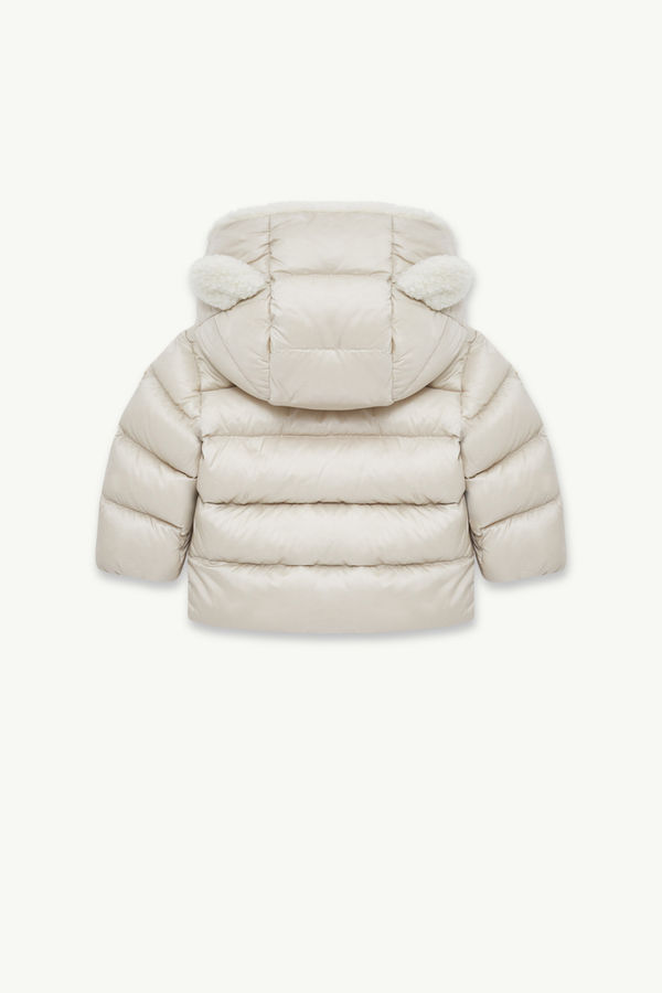Borgan Hooded Teddy-Trimmed Down Jacket Gender Neutral Ice Gray Moncler 2