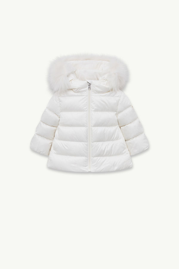 Obie Hooded Down Jacket Girl White Moncler 0