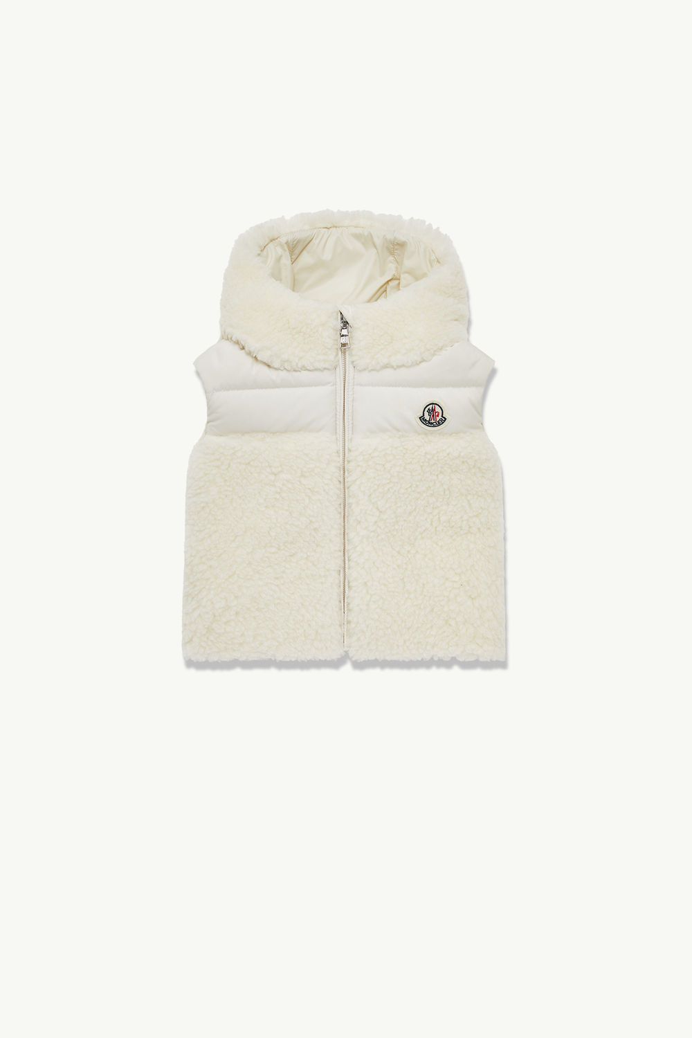 Botha Hooded Teddy Down Gilet Girl White Moncler 0