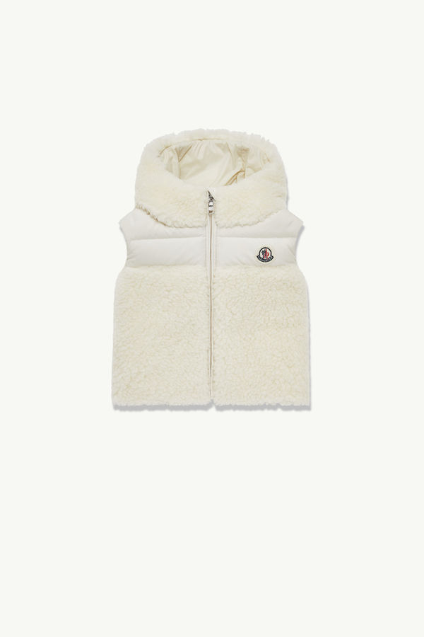 Botha Hooded Teddy Down Gilet Girl White Moncler 0