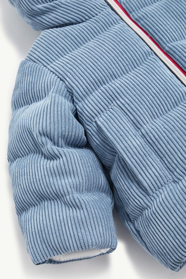 Puki Corduroy Hooded Down Jacket Boy Cobalt Blue Moncler 3