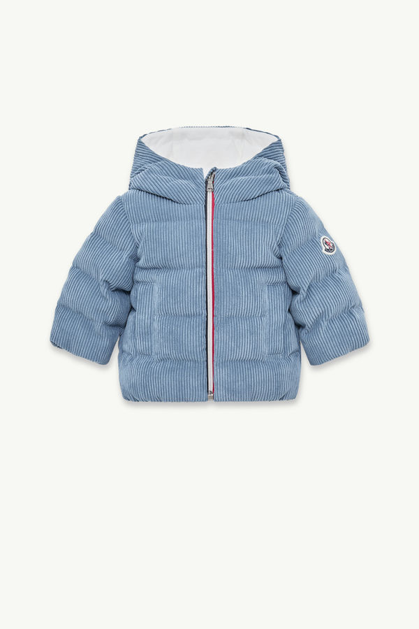 Puki Corduroy Hooded Down Jacket Boy Cobalt Blue Moncler 0