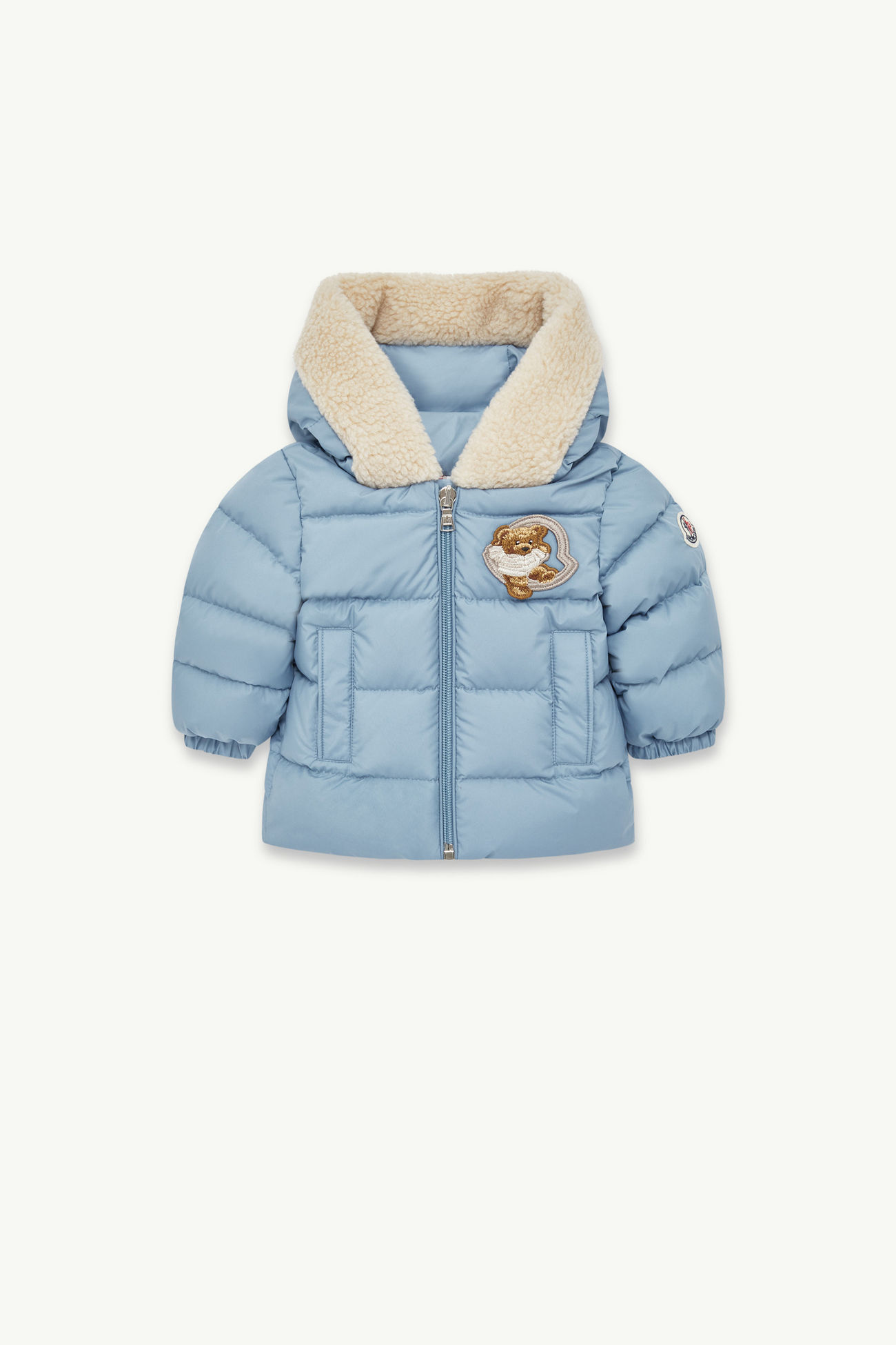 Kesimur泰迪布飾邊連帽羽絨外套 男童 淺藍色 Moncler 0