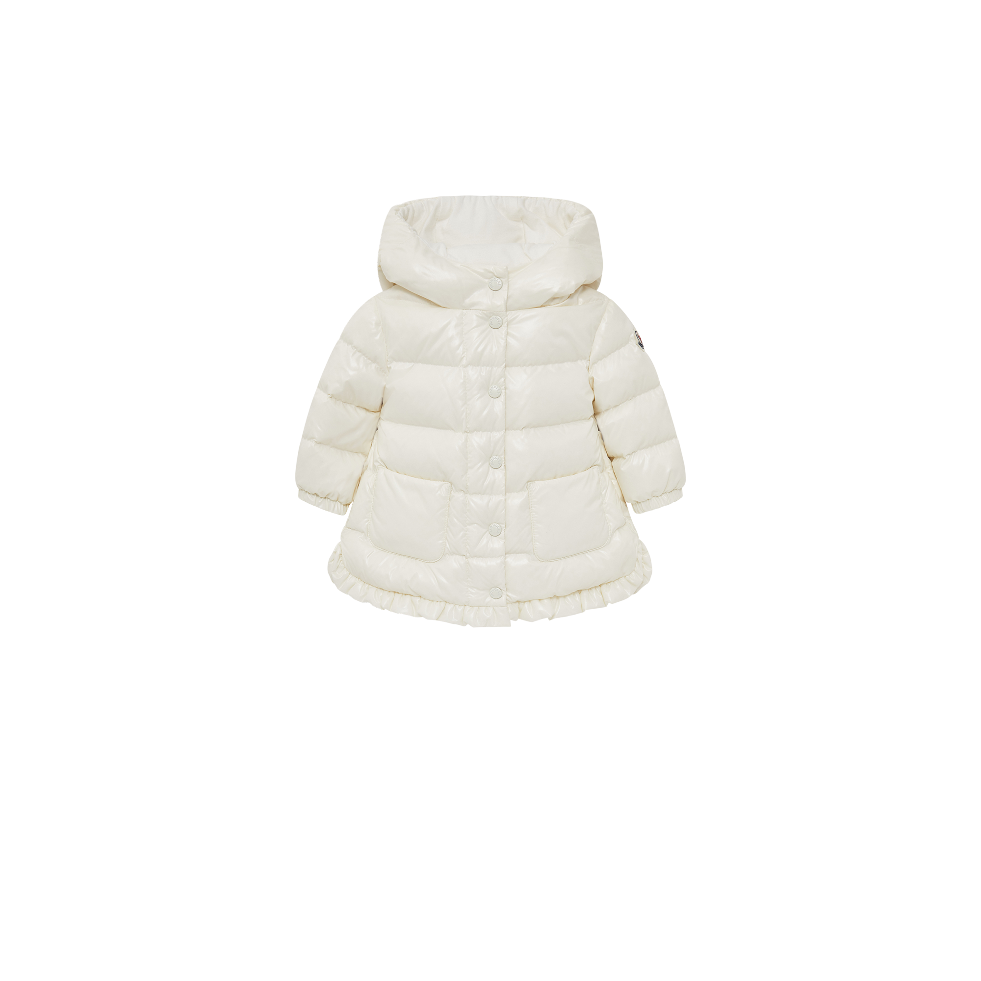MONCLER ENFANT Girl Hooded Down Jacket - White - 18/24M