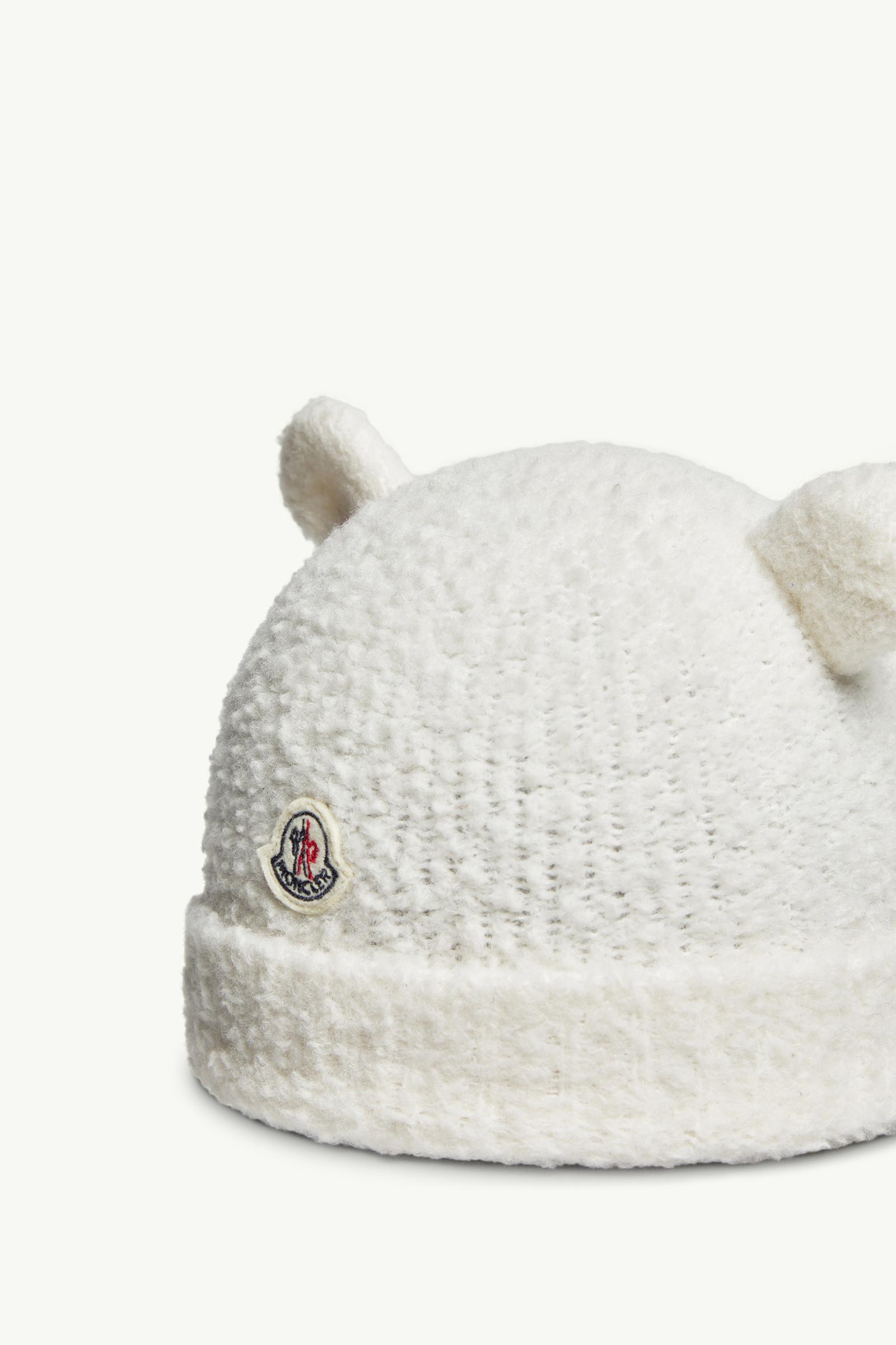 Wool Blend Beanie with Teddy Bear Ears Gender Neutral White Moncler 1