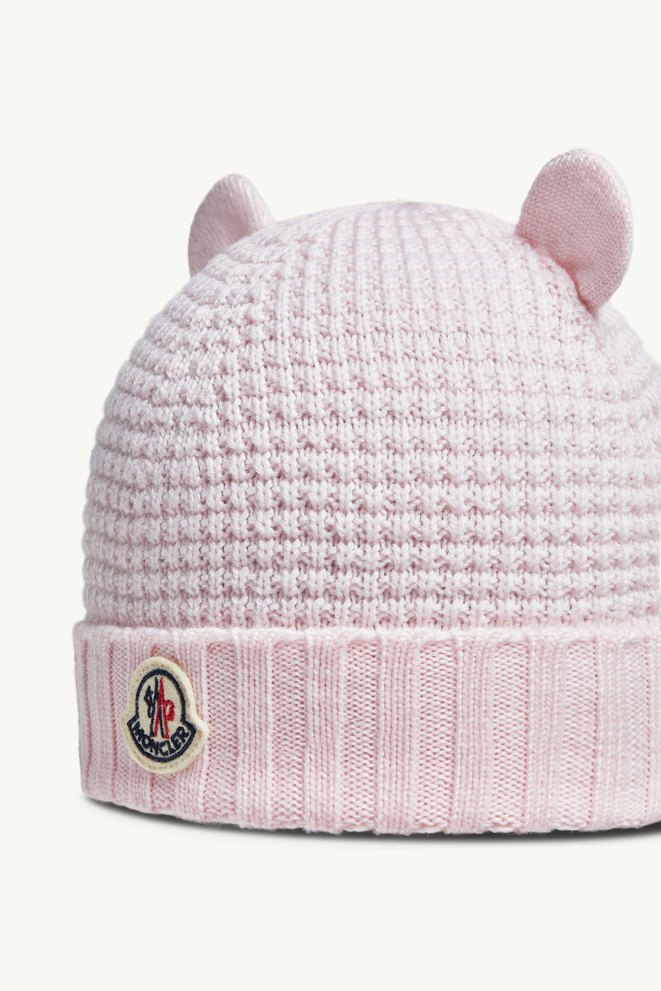 Wollmütze mit Teddybär-Ohren Mädchen Hellpink Moncler 1