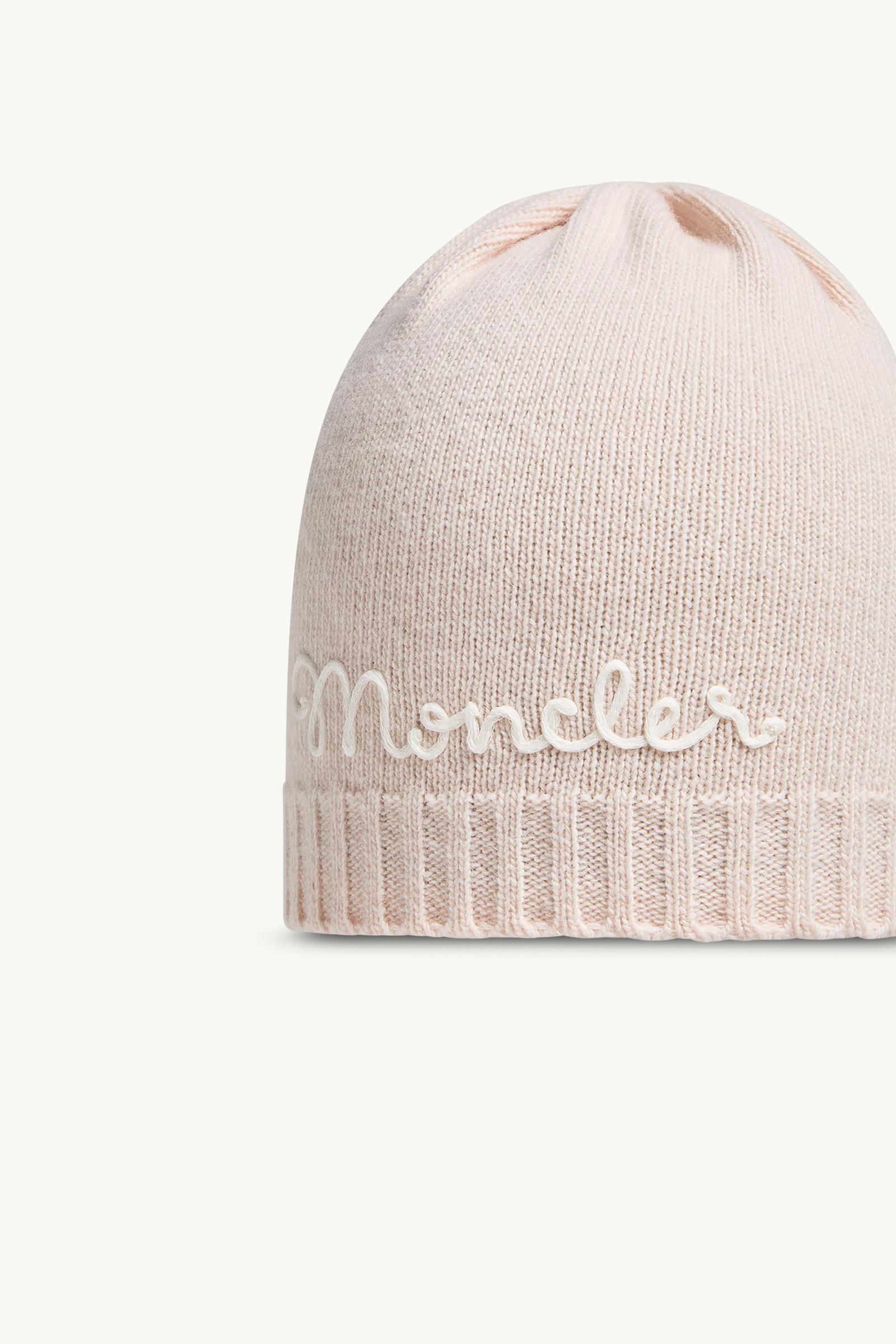 Embroidered Logo Wool & Cashmere Beanie Girl Light Pink Moncler 1