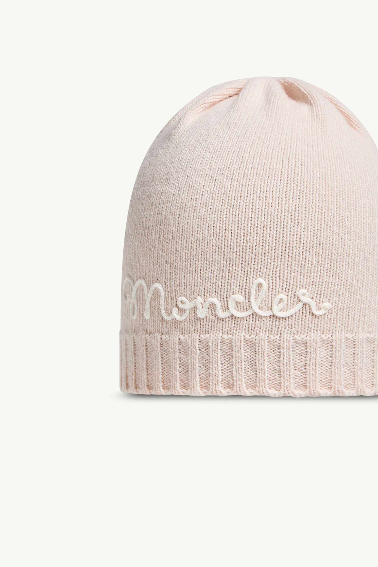 Embroidered Logo Wool & Cashmere Beanie Girl Light Pink Moncler 1