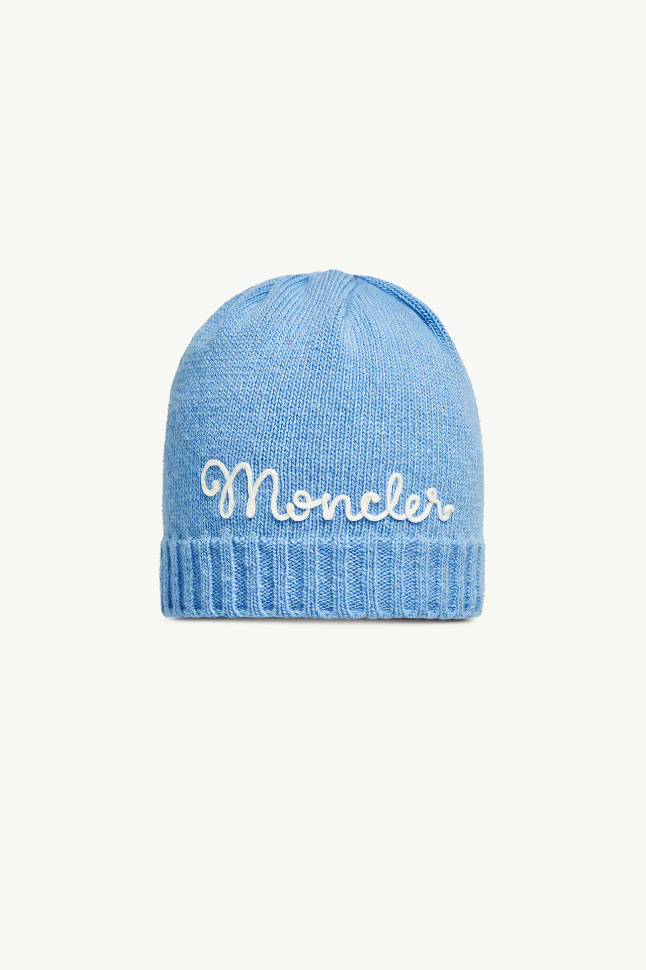 刺繡標誌羊毛和羊絨冷帽 中性 淺藍色 Moncler 0