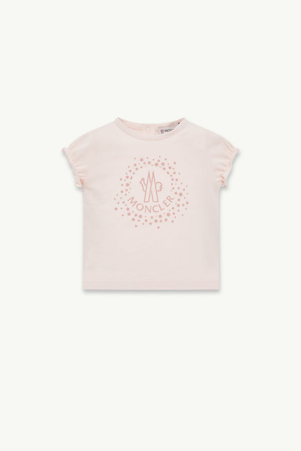 T-shirt en coton à logo étoile Fille Rose Clair Moncler 0