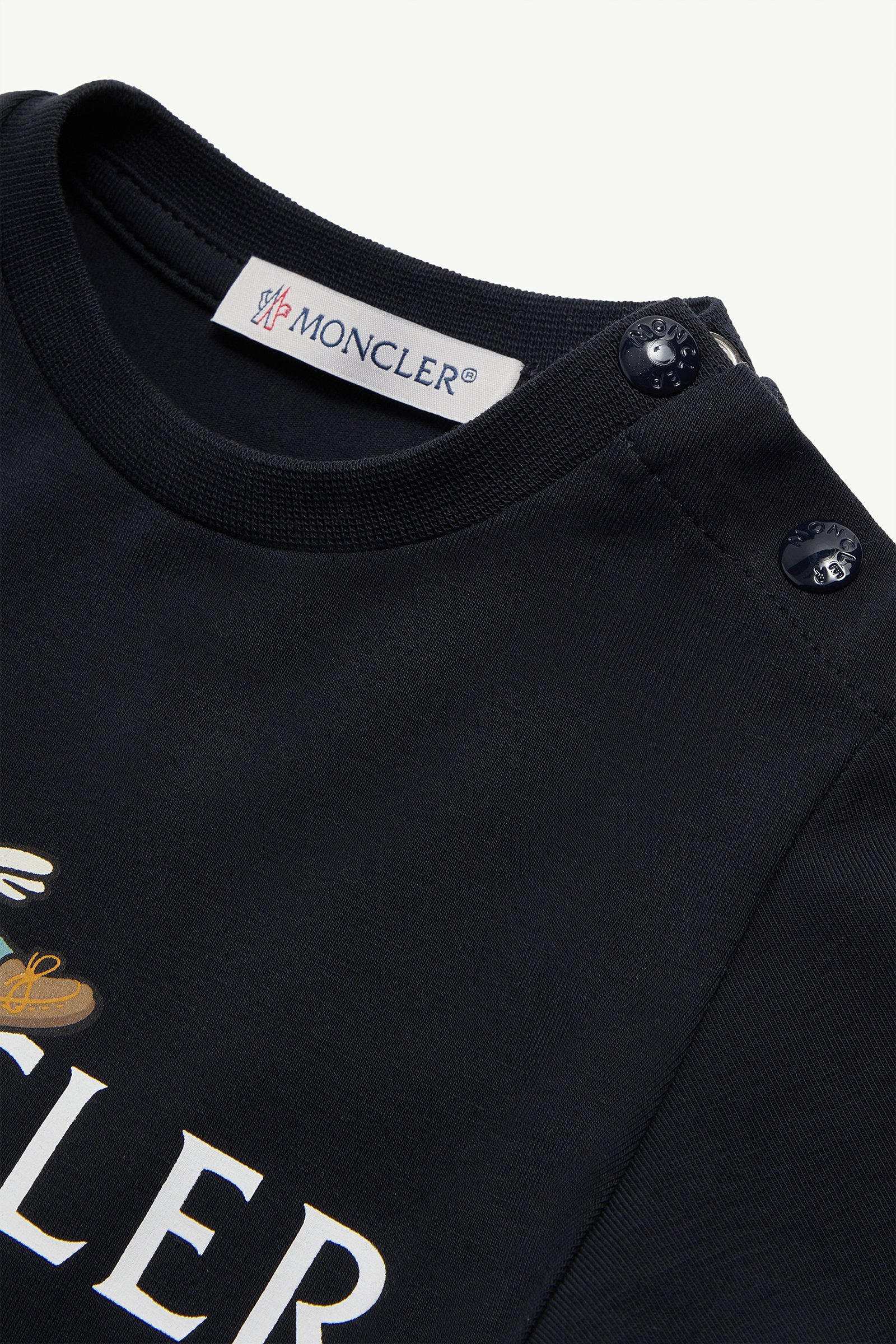 Duck Logo Cotton T-Shirt Boy Navy Blue Moncler 1