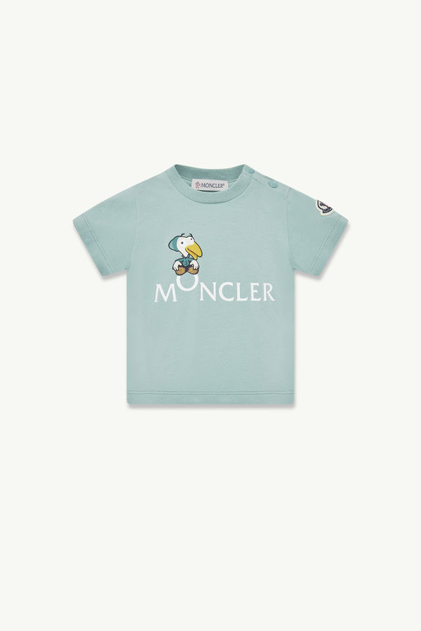 T-Shirt aus Baumwolle mit Entenlogo Jungen Wassergrün Moncler 0