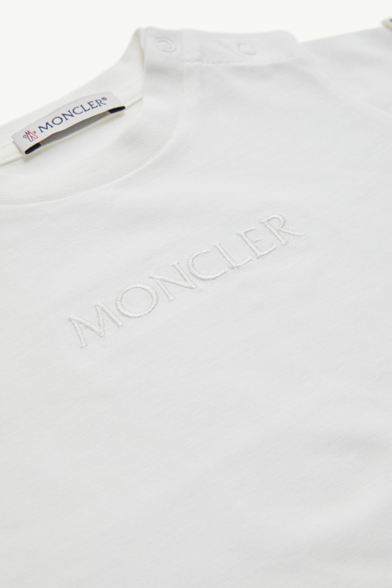 Embroidered Logo Cotton T-Shirt Girl White Moncler 1