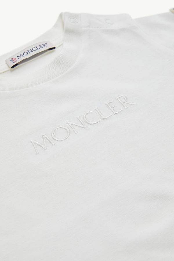 Embroidered Logo Cotton T-Shirt Girl White Moncler 1