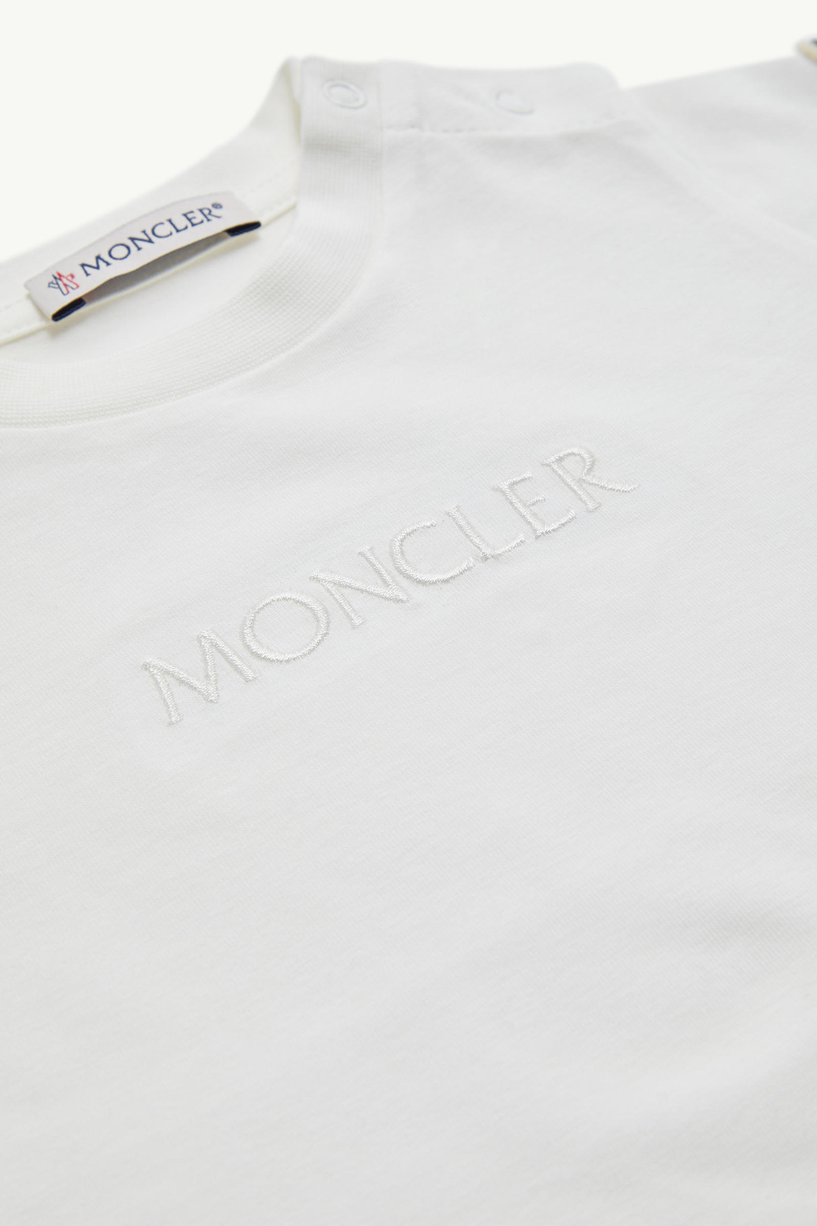 Embroidered Logo Cotton T-Shirt Girl White Moncler 1