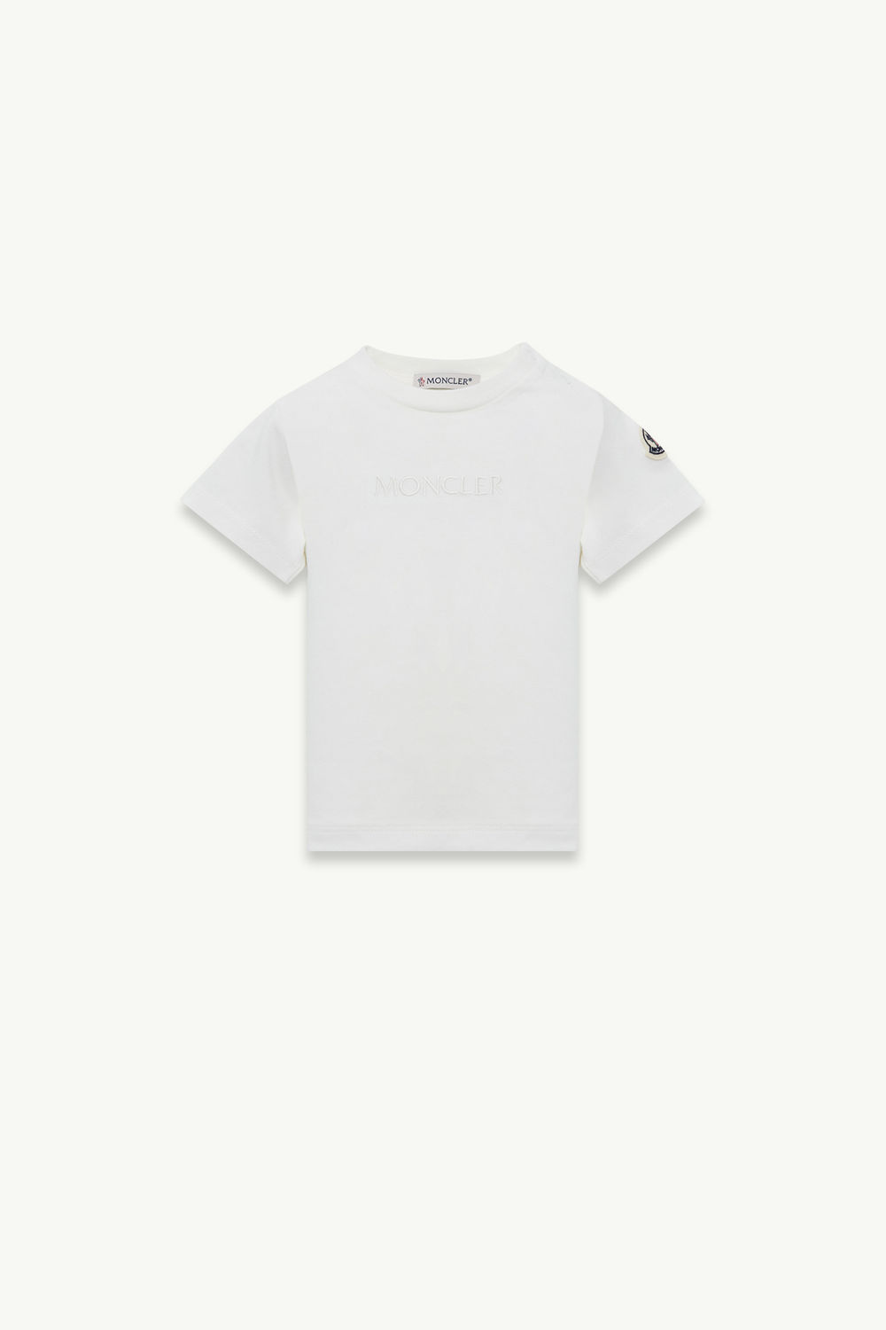 Embroidered Logo Cotton T-Shirt Girl White Moncler 0