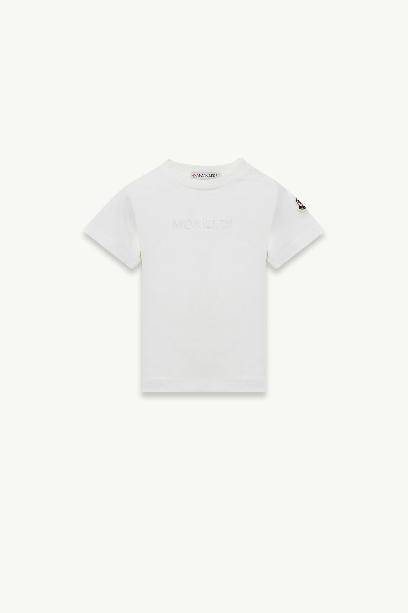 T-shirt con logo ricamato in cotone Bambina Bianco Moncler 0
