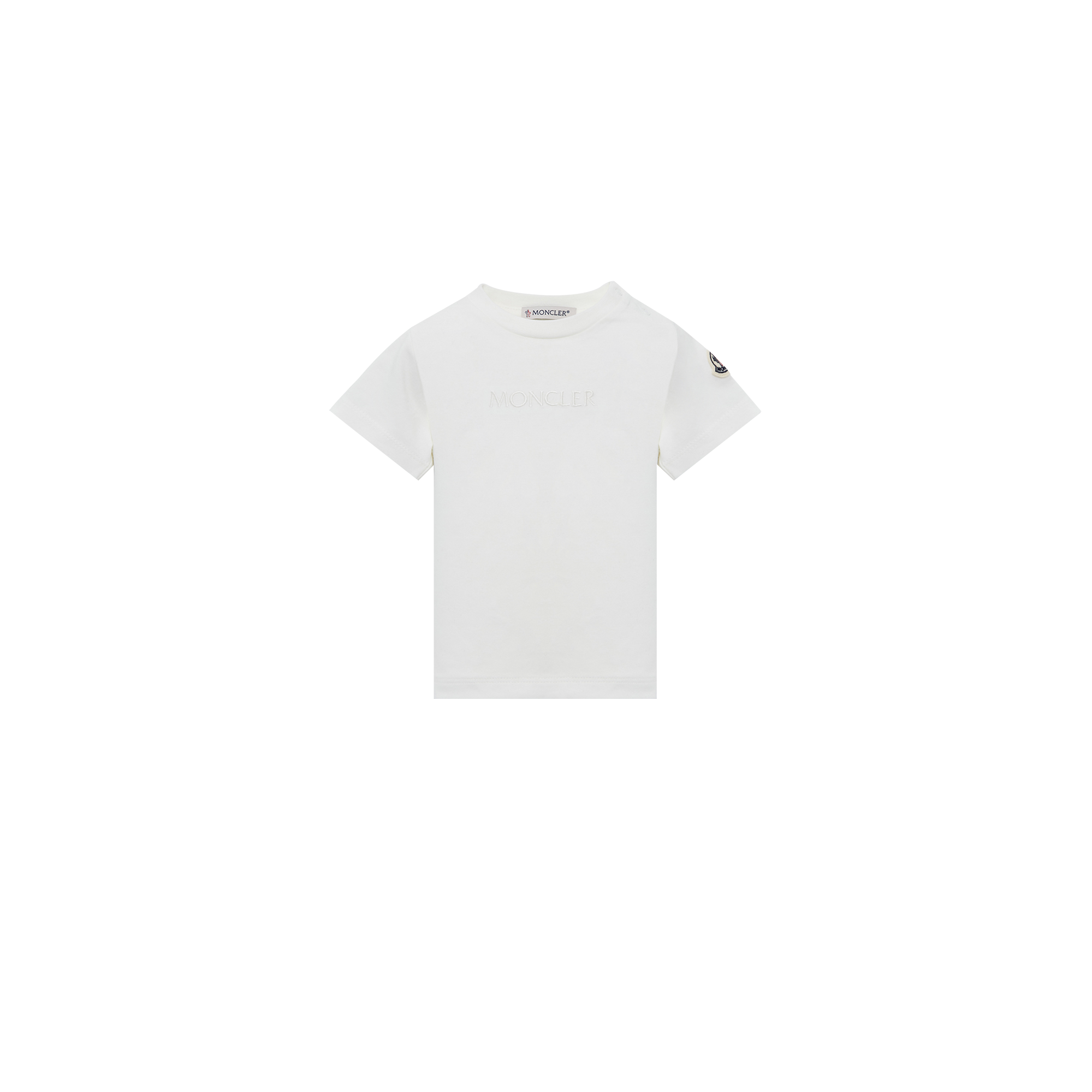 Moncler  Embroidered Logo Cotton T-Shirt for Girls in White, Size: 3Y