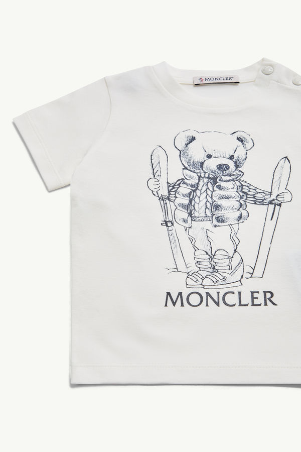 Teddy Bear Motif Cotton T-Shirt Boy White Moncler 1