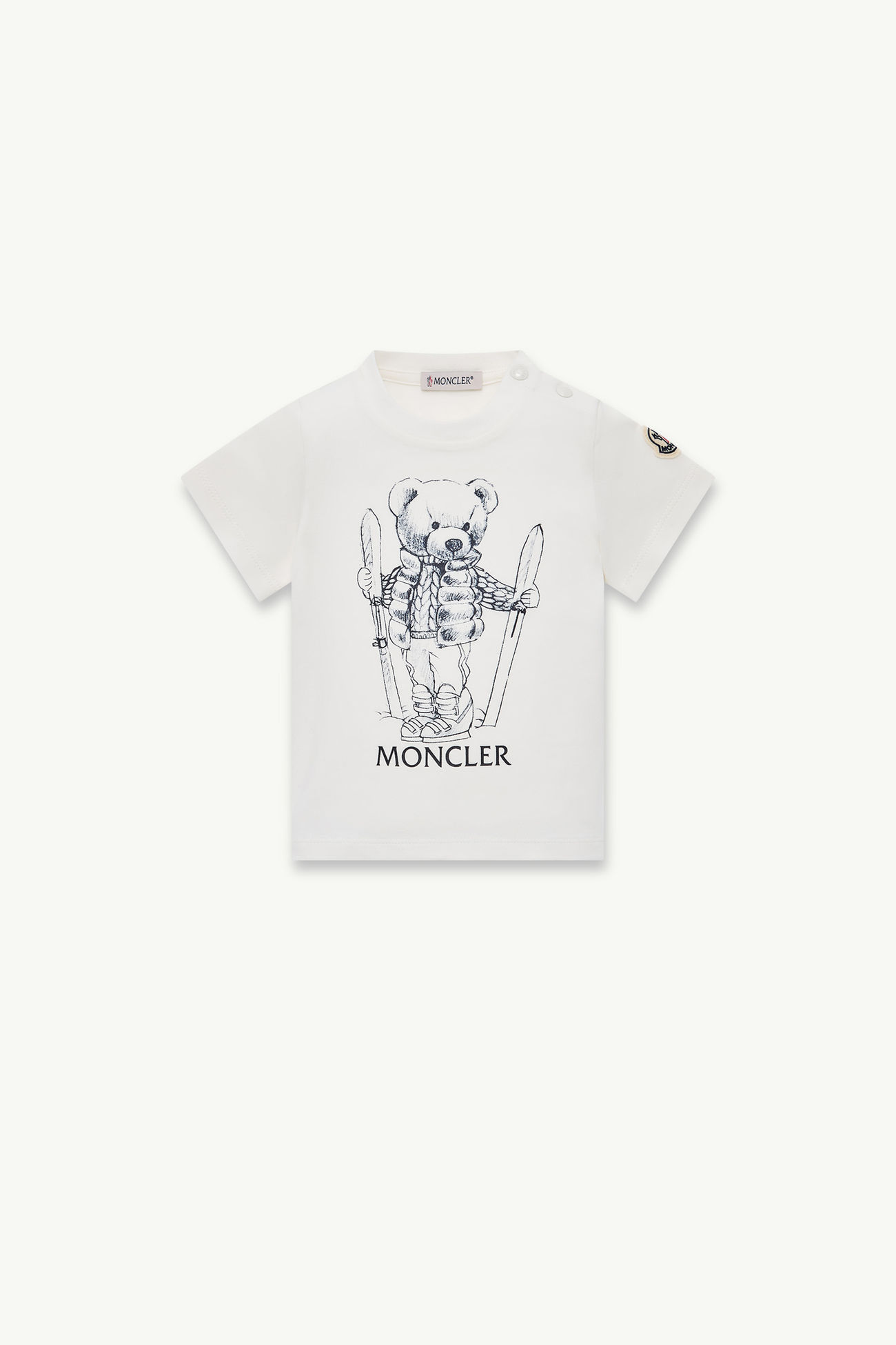 Baumwoll-T-Shirt mit Teddybär-Motiv Jungen Weiß Moncler 0