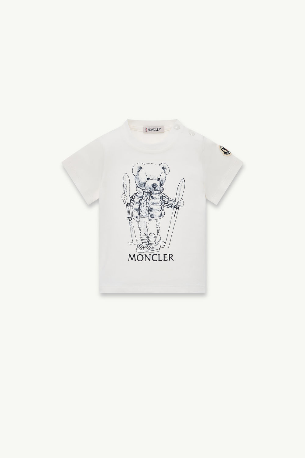 Teddy Bear Motif Cotton T-Shirt Boy White Moncler 0