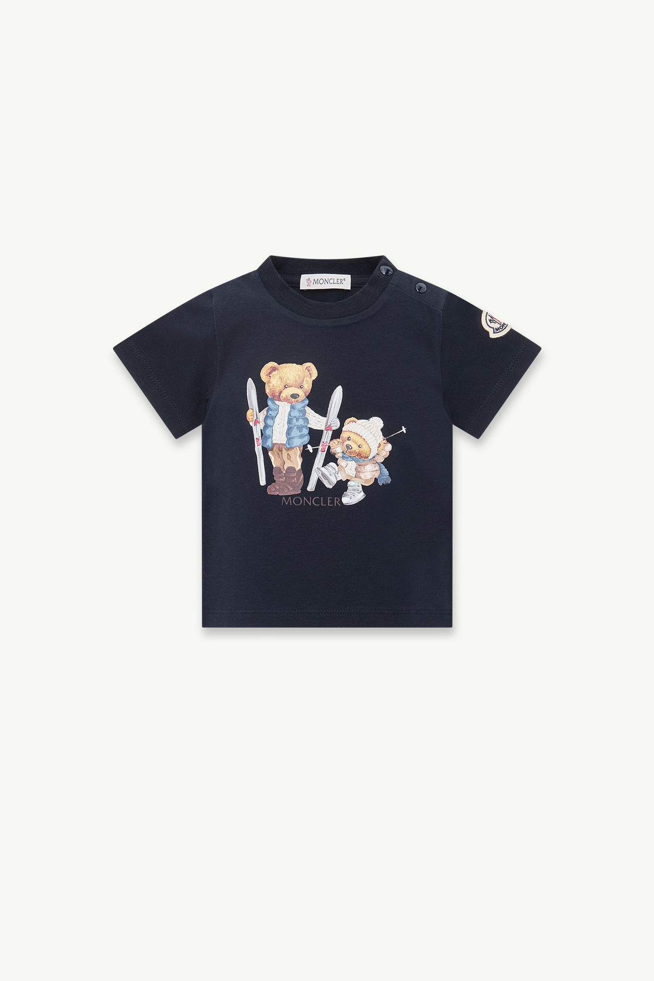 T-shirt in cotone con motivo orsetto Bambino Blu Navy Moncler 0