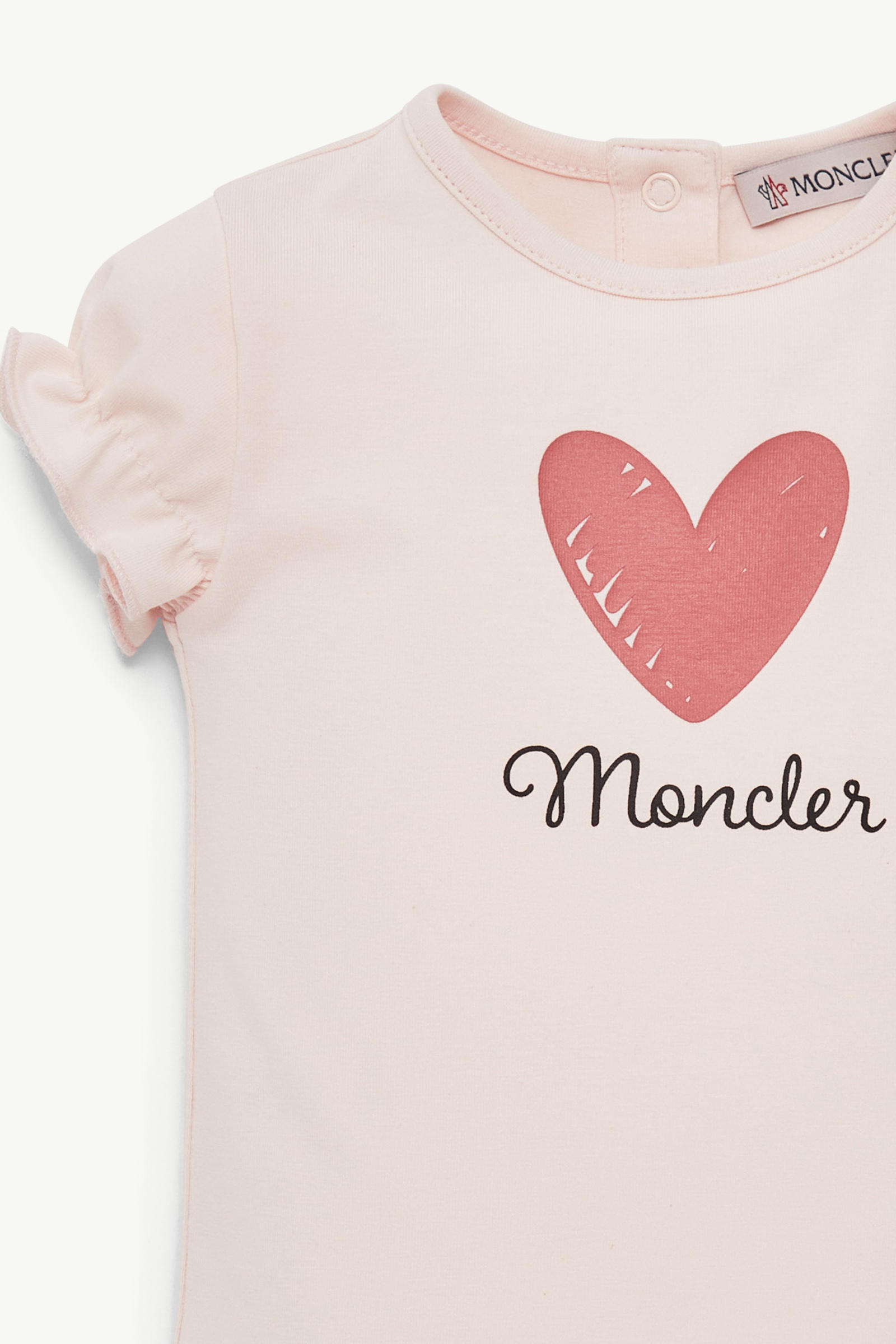 Heart Motif Cotton T-Shirt Girl Light Pink Moncler 3