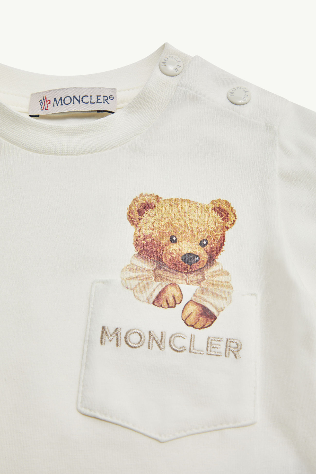 Baumwoll-T-Shirt mit Tasche und Teddybär-Motiv Genderneutral Weiß Moncler 3