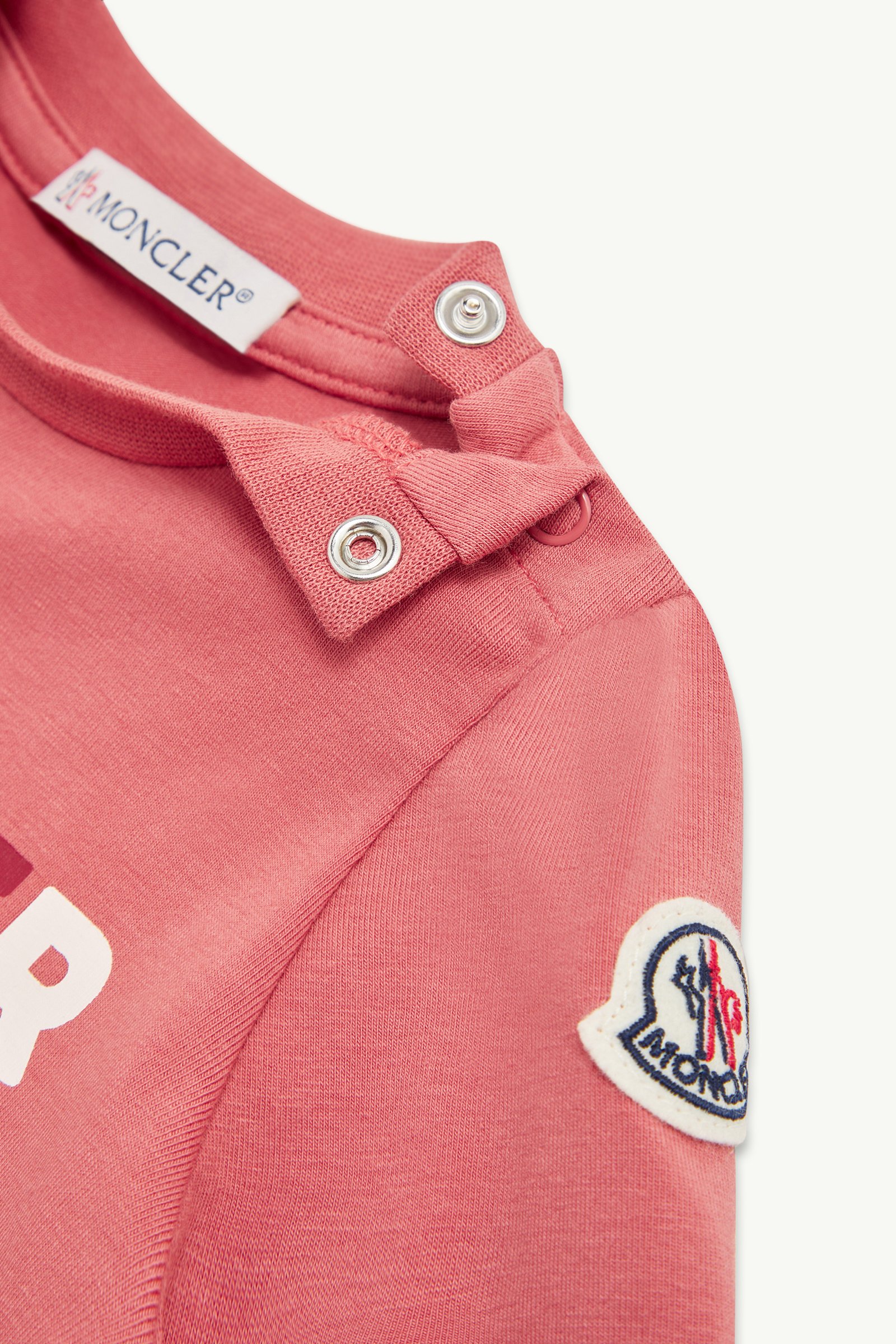 Heart Logo Cotton T-Shirt Girl Peach Pink Moncler 1