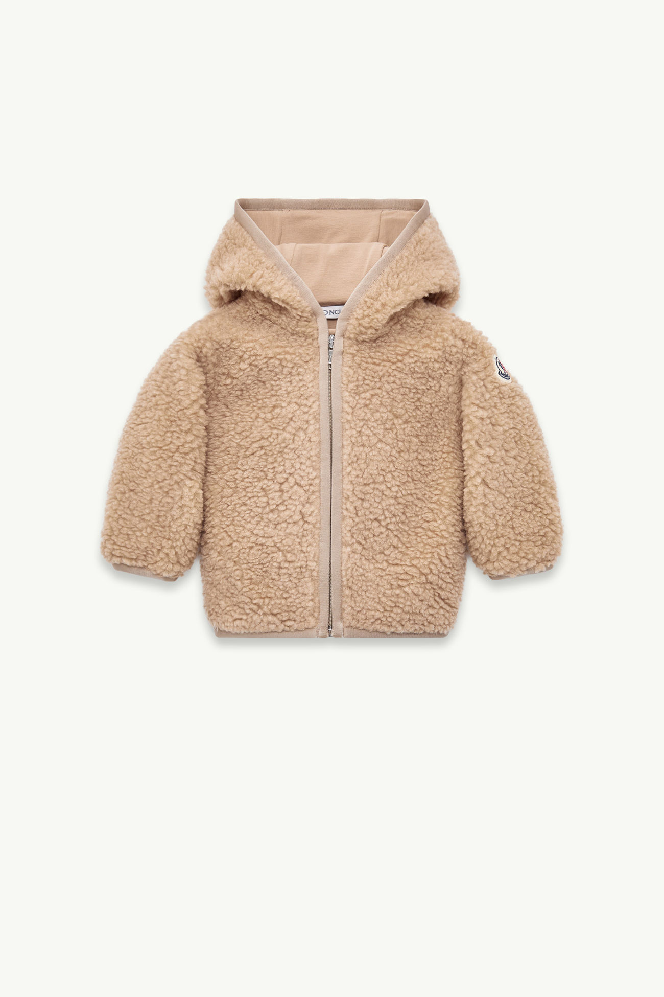 Kapuzenpullover aus Teddystoff mit Reißverschluss Genderneutral Beige Moncler 0