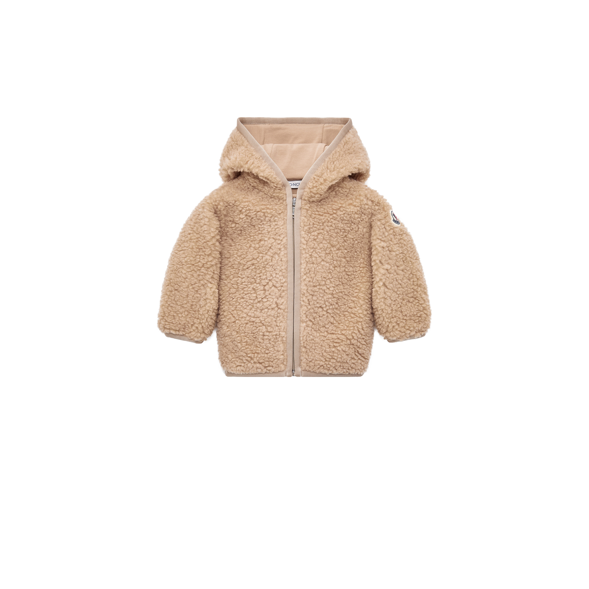 MONCLER ENFANT Teddy Zip-Up Hoodie, Gender Neutral, Beige, Size: 2Y