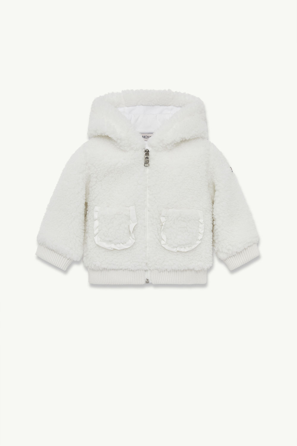 Teddy Zip-Up Hoodie Girl White Moncler 0