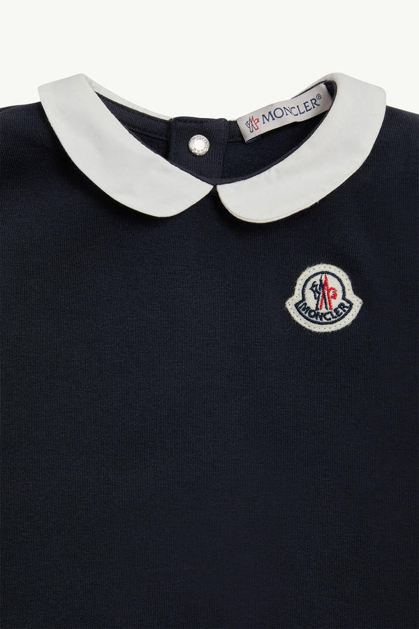 Gerüschtes Baumwollkleid Mädchen Navyblau Moncler 1