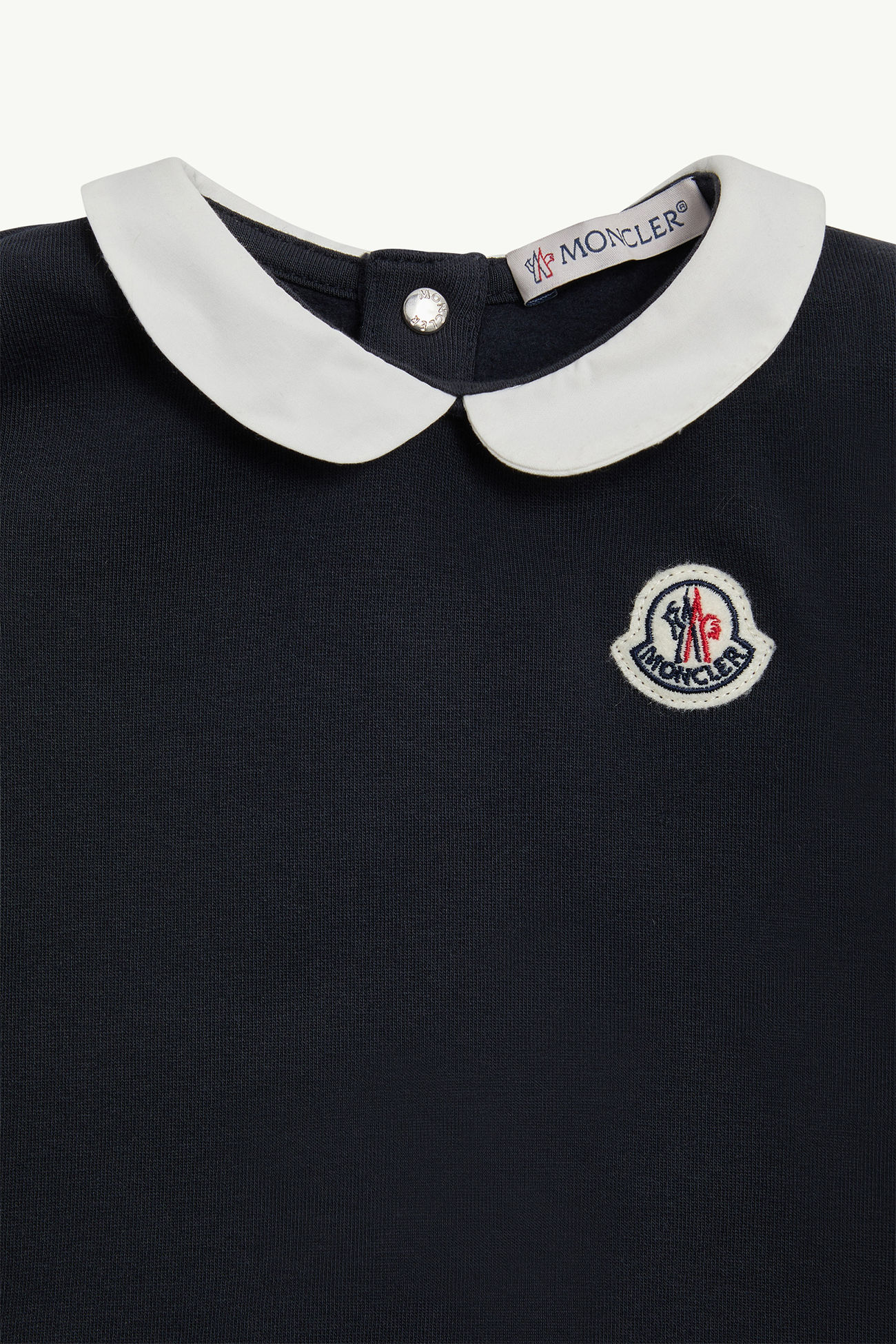 Ruffled Cotton Dress Girl Navy Blue Moncler 1